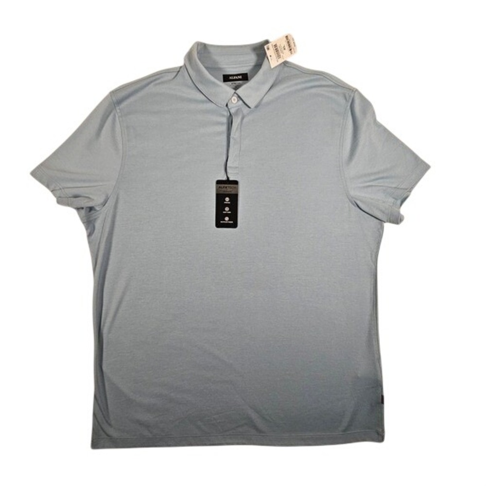 Alfani ALFA TECH Men's‎ Light Blue Stretch Polo Shirt Short Sleeve XL